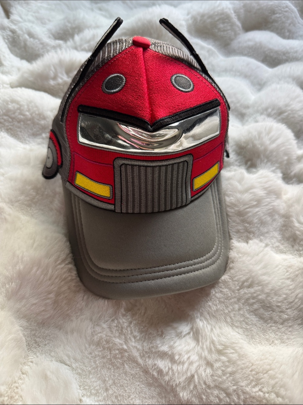 Trucker Fire Truck Funny Hat in Red and Gray